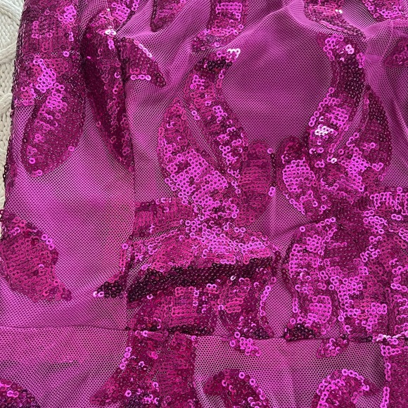 NEW! Lulus Magenta Purple Sequin Shine Lace Up Mini Dress Size Small - Picture 12 of 14
